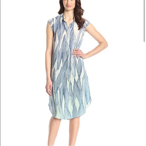 Rebecca Taylor 100% silk Chic Blue Patterned Sleeveless Dress, US8